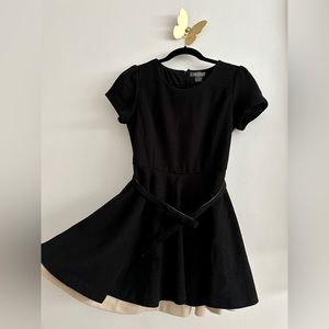 High-waisted Black cocktail party dress w belt